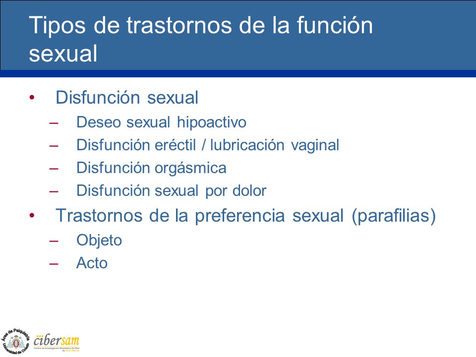 dos tipos de disfunción sexual